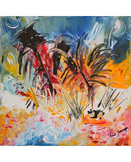 tableau abstrait multicolore - peinture coloree
