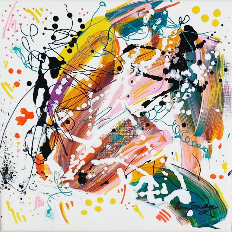petit tableau abstrait multicolore