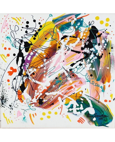 petit tableau abstrait multicolore