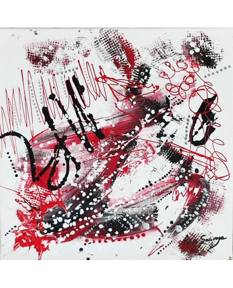 tableau abstrait noir blanc rouge