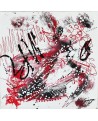 tableau abstrait noir blanc rouge