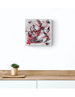 tableau abstrait noir blanc rouge