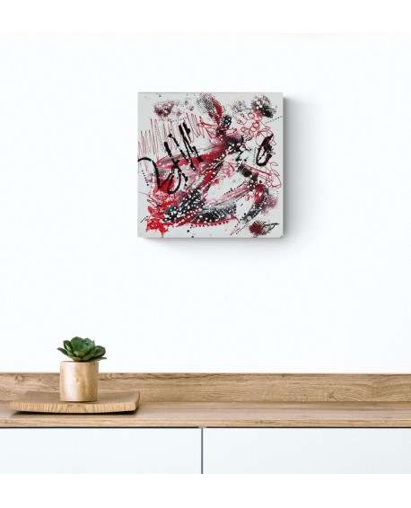 tableau abstrait noir blanc rouge