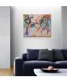 grand tableau abstrait contemporain coloré salon canapé