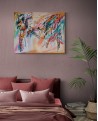 grand tableau abstrait multicolore chambre à coucher