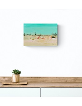 tableau abstrait mer plage sable