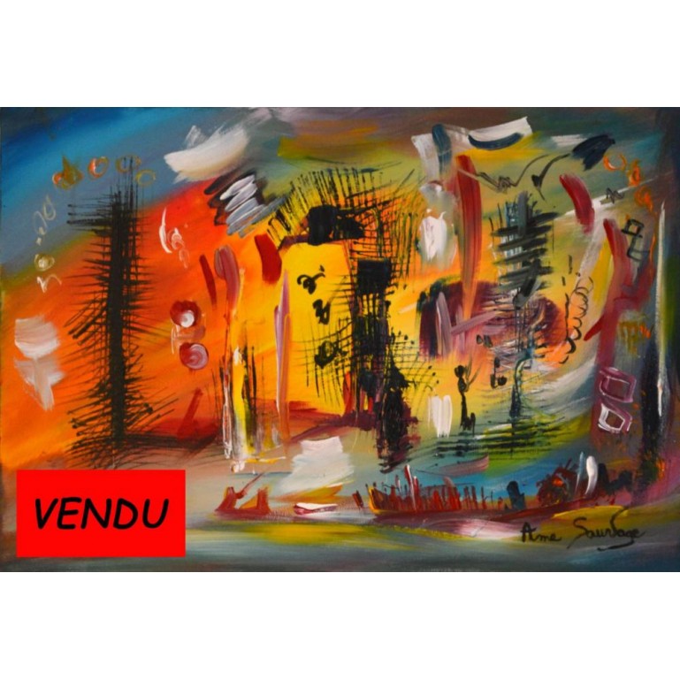 tableau moderne abstrait Dans la vie il y a des cactus