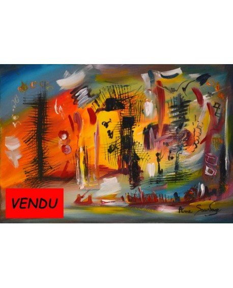 tableau moderne abstrait Dans la vie il y a des cactus