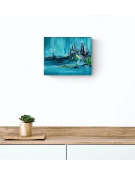 tableau abstrait bleu acrylique