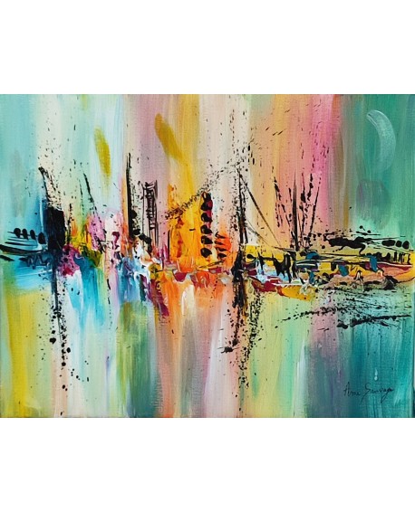 petit tableau abstrait multicolore