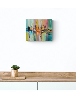 tableau abstrait multicolore arc en ciel