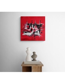 tableau abstrait contemporain rouge noir blanc