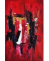 grand tableau abstrait rouge noir blanc vertical