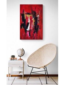 grand tableau abstrait moderne rouge noir blanc