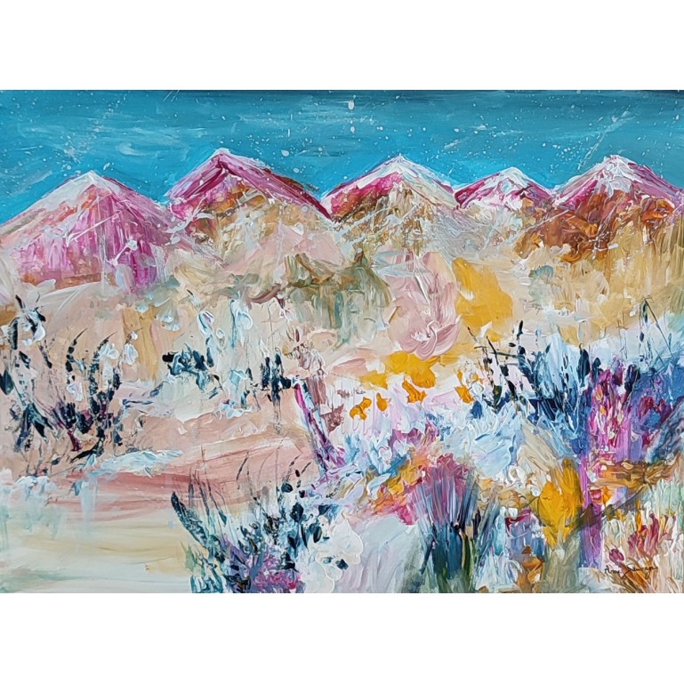 tableau abstrait paysage de montagnes