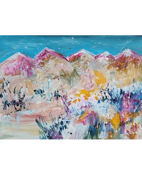 tableau abstrait paysage de montagnes