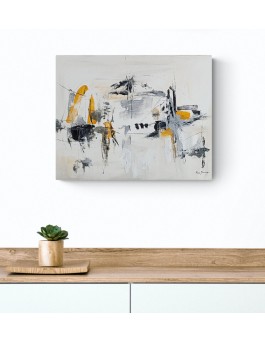 tableau jaune et gris moderne