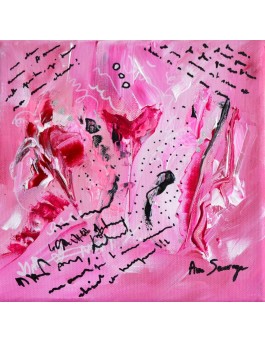 Tableau abstrait rose fushia les mots des fleurs