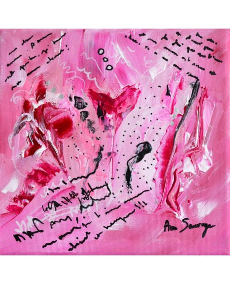 Tableau abstrait rose fushia les mots des fleurs