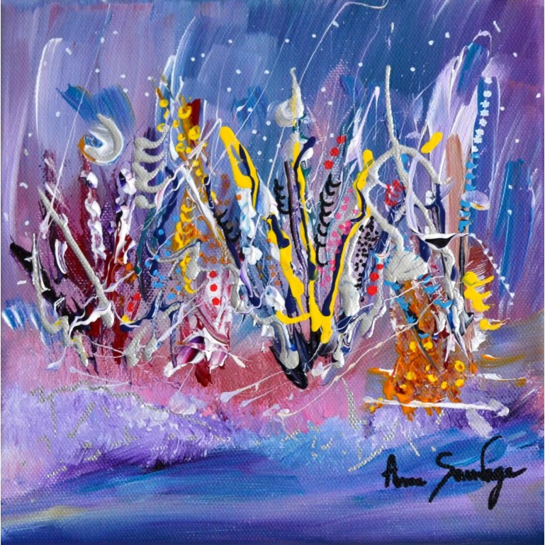 Noël en fête - tableau abstrait multicolore