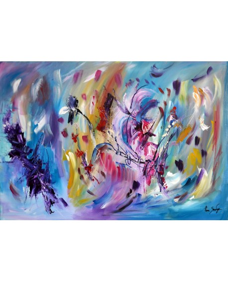Rareté éphémère - tableau abstrait bleu