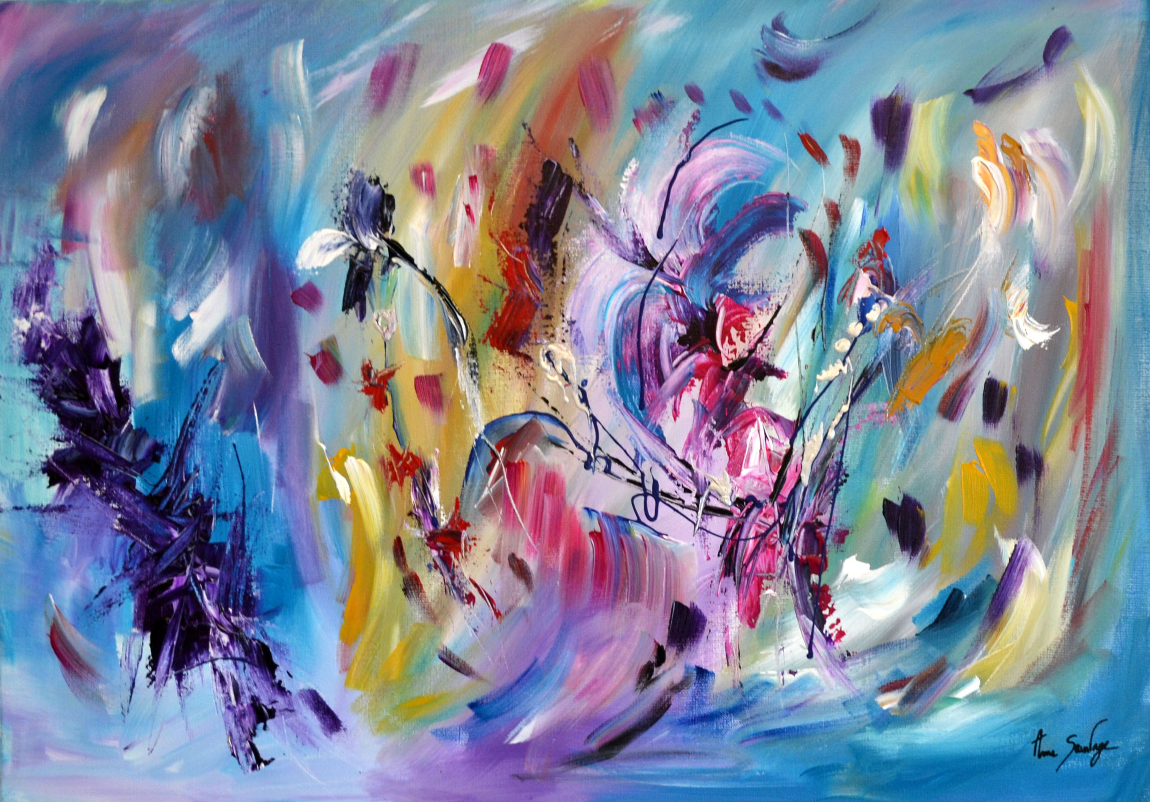 tableau abstrait bleu
