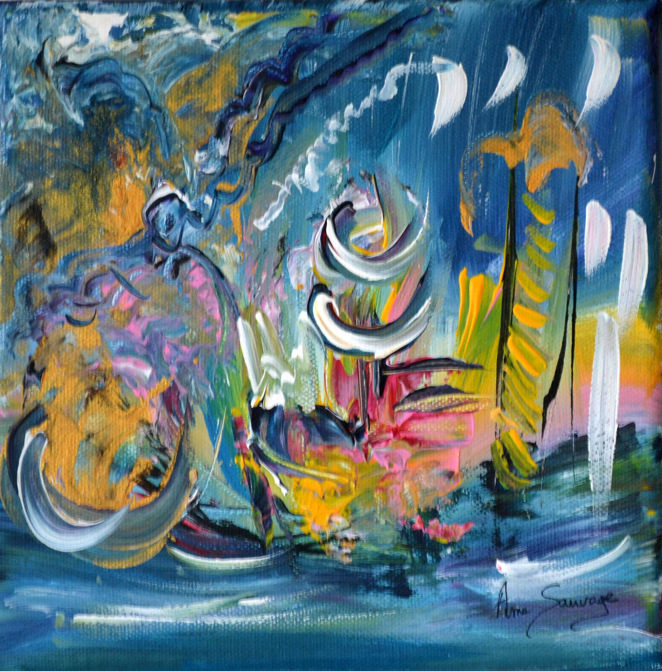 tableau abstrait bleu