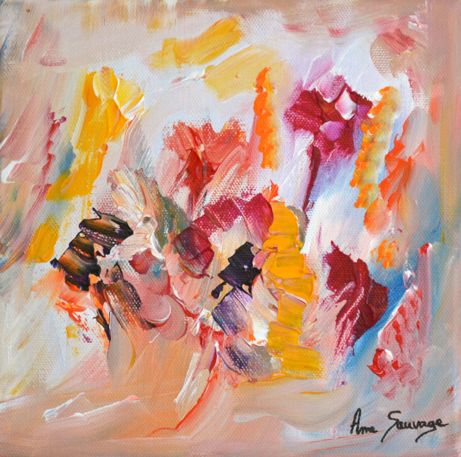 tableau multicolore d'artiste peintre