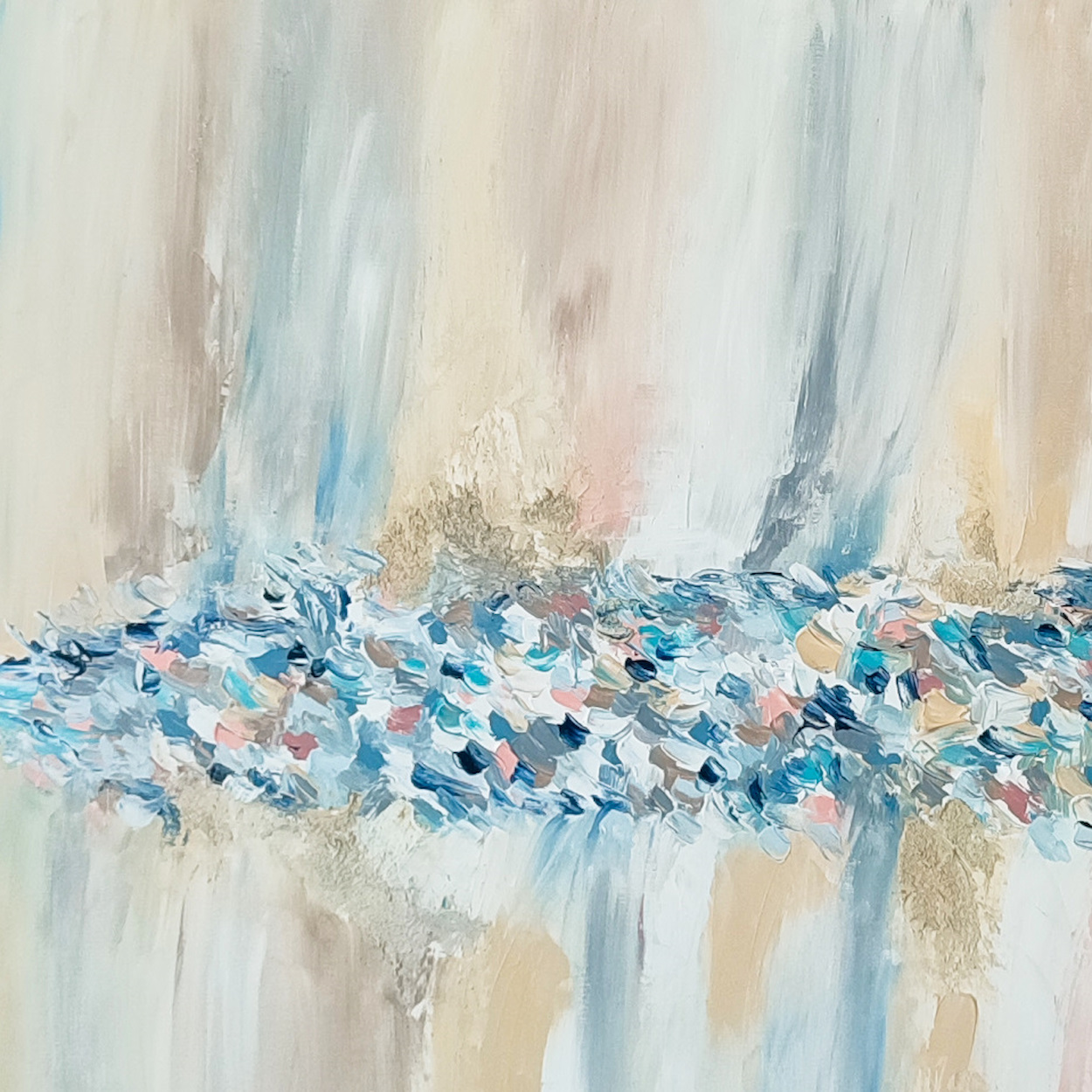 détails tableau texturé beige