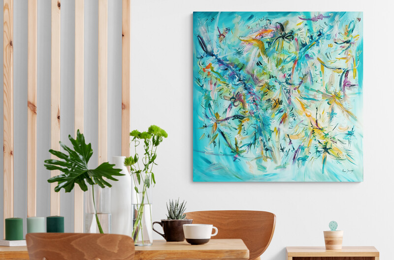 grand tableau abstrait bleu xxl
