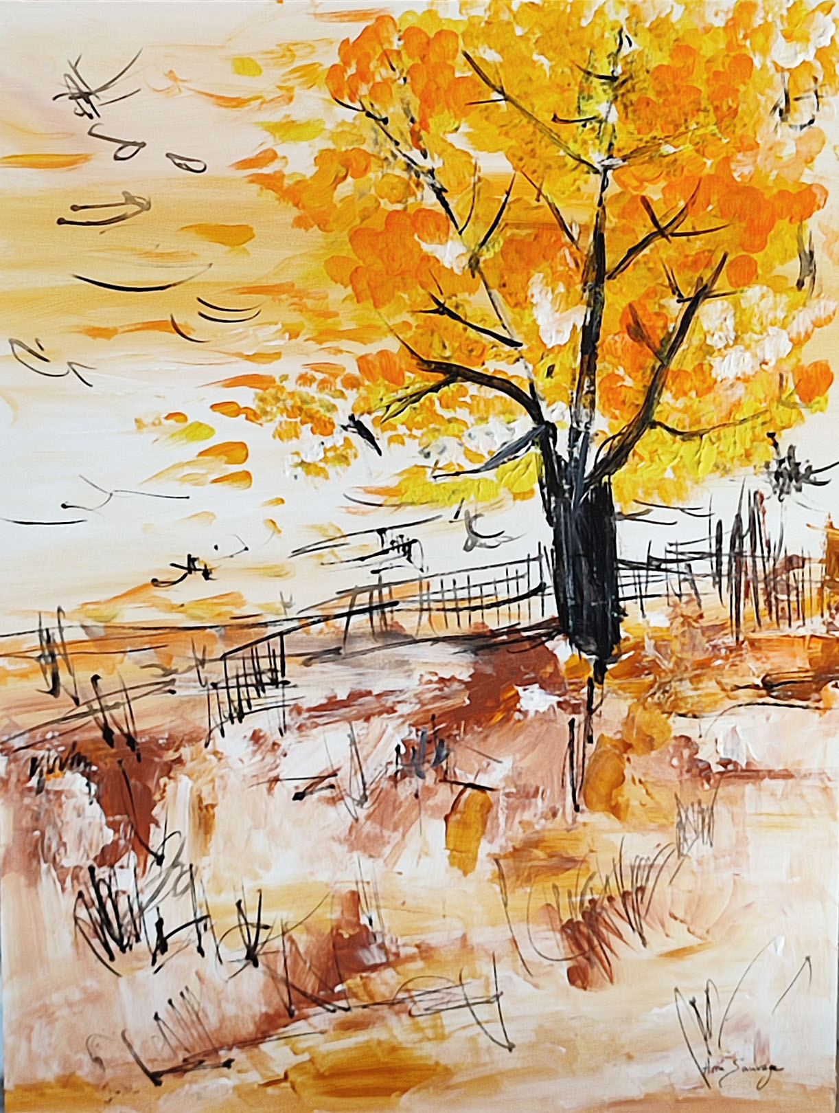 peinture abstraite arbre moderne
