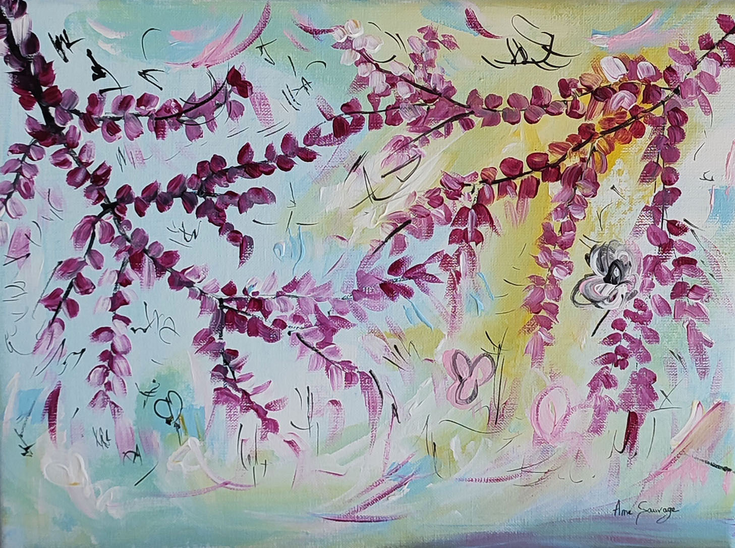 peinture abstraite branches d'arbre