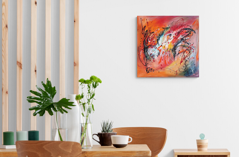 peinture abstraite contemporaine orange