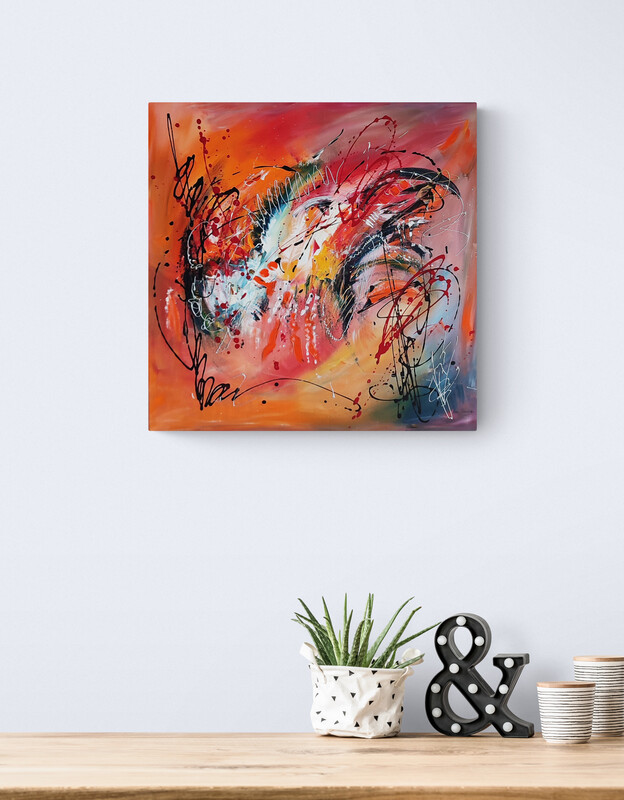 peinture abstraite moderne orange acrylique