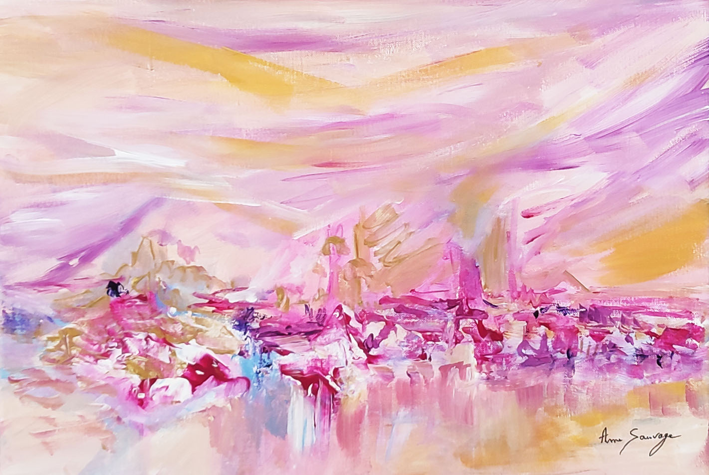 peinture abstraite rose - tableau d'art abstrait