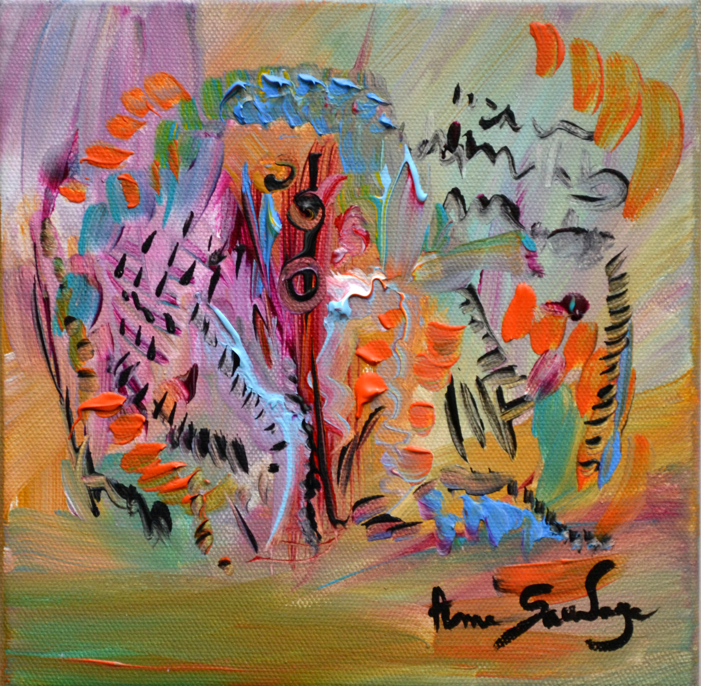 peinture abstraite arbre multicolore