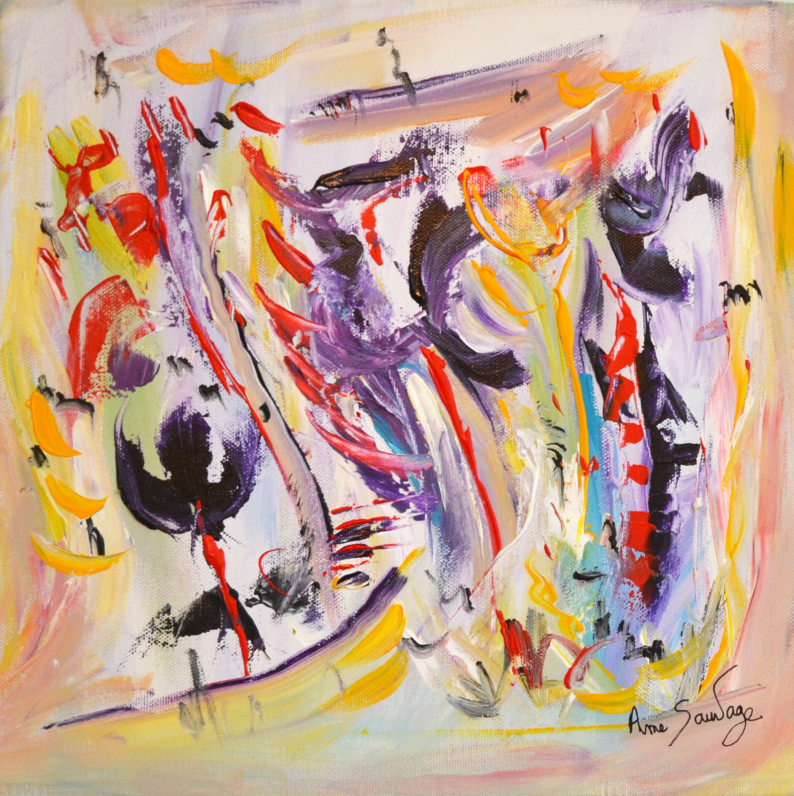 Peinture contemporaine abstraite multicolore