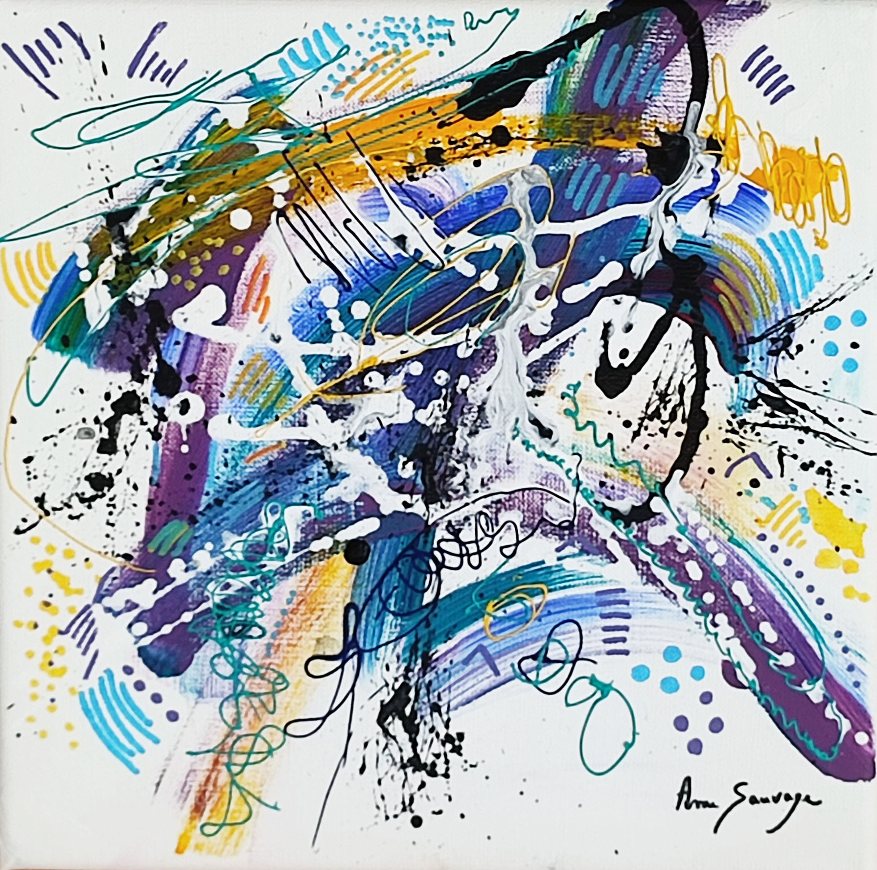 petit tableau abstrait bleu