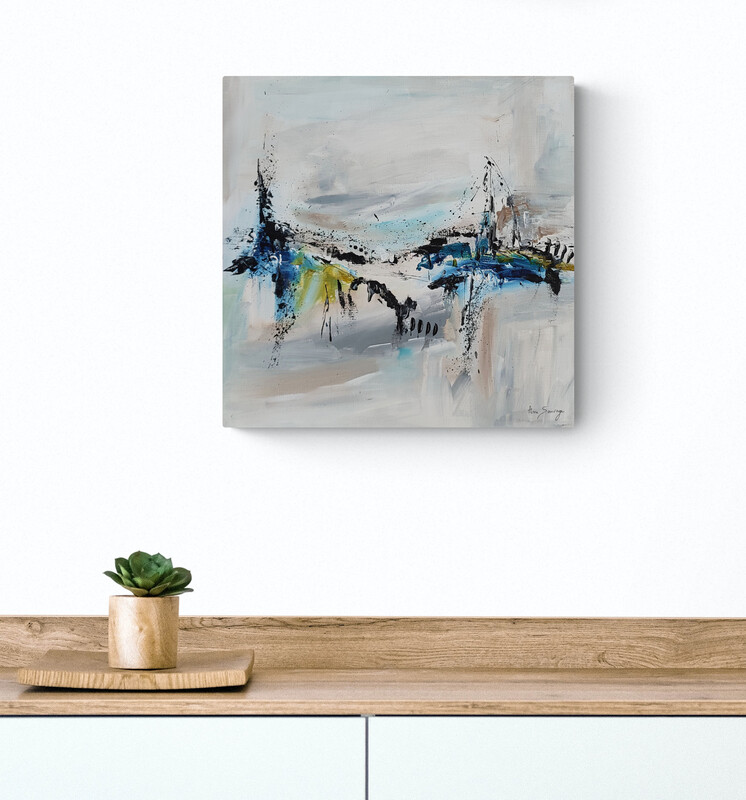 petit tableau abstrait mural dans un salon moderne décoration intérieure