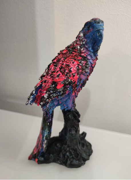 sculpture perroquet sur pied decoration