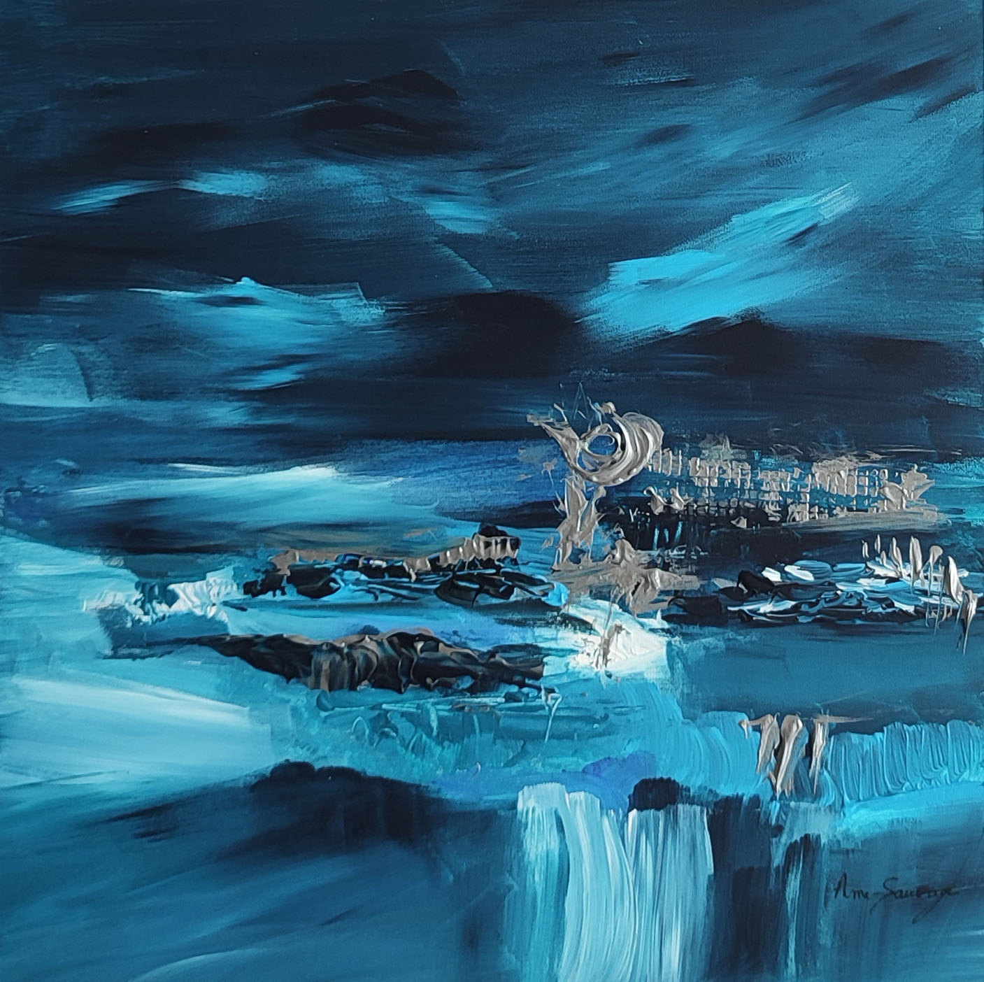 tableau-abstrait-bleu-et-argent