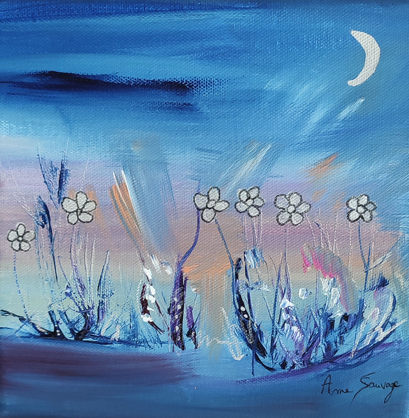 tableau abstrait fleurs printemps