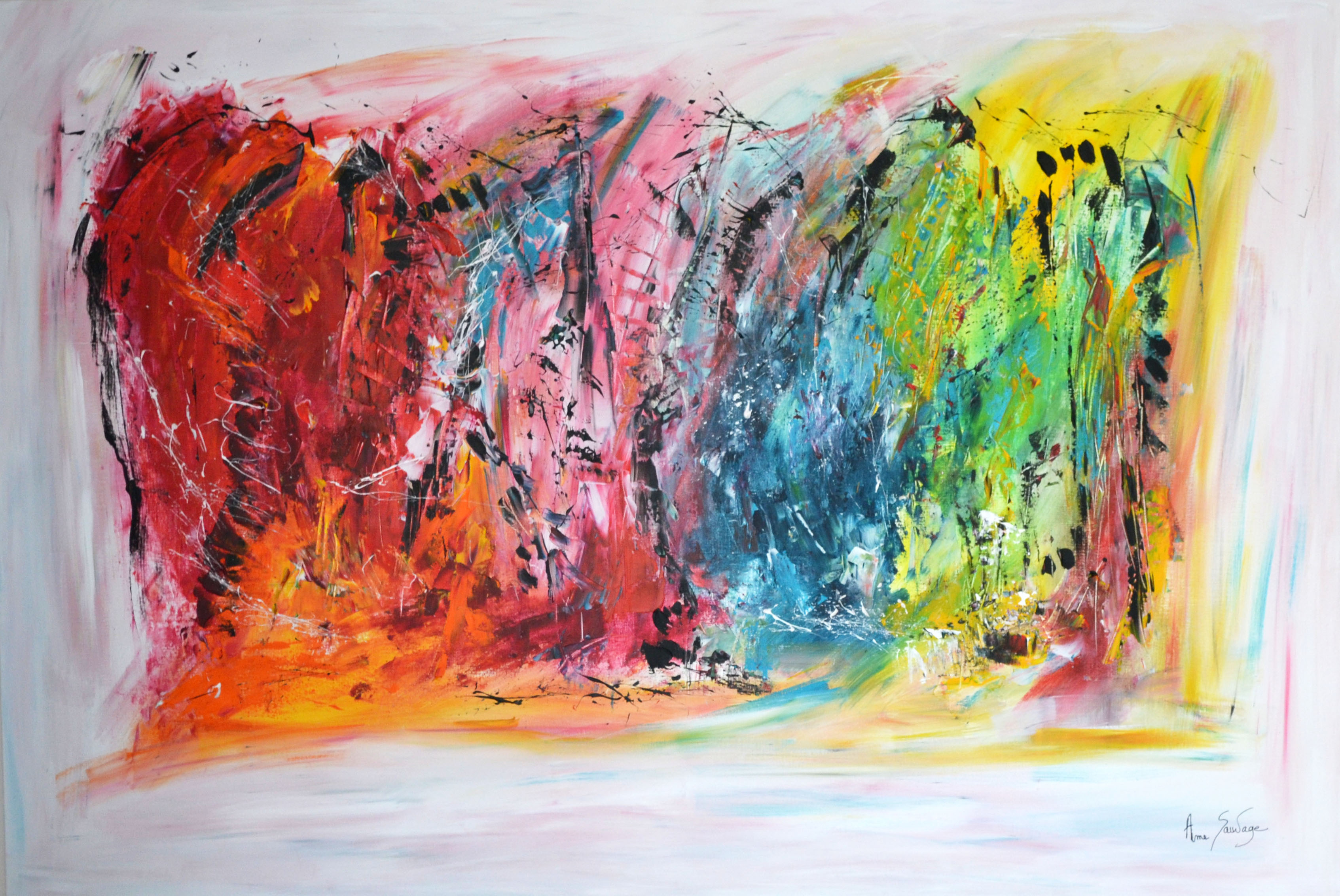 tableau contemporain multicolore
