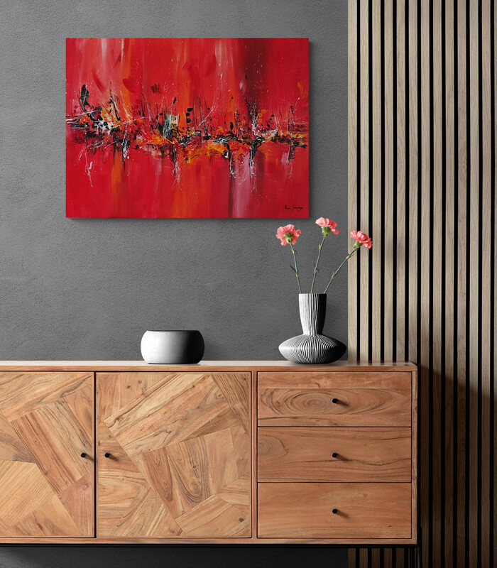 tableau abstrait rouge et noir