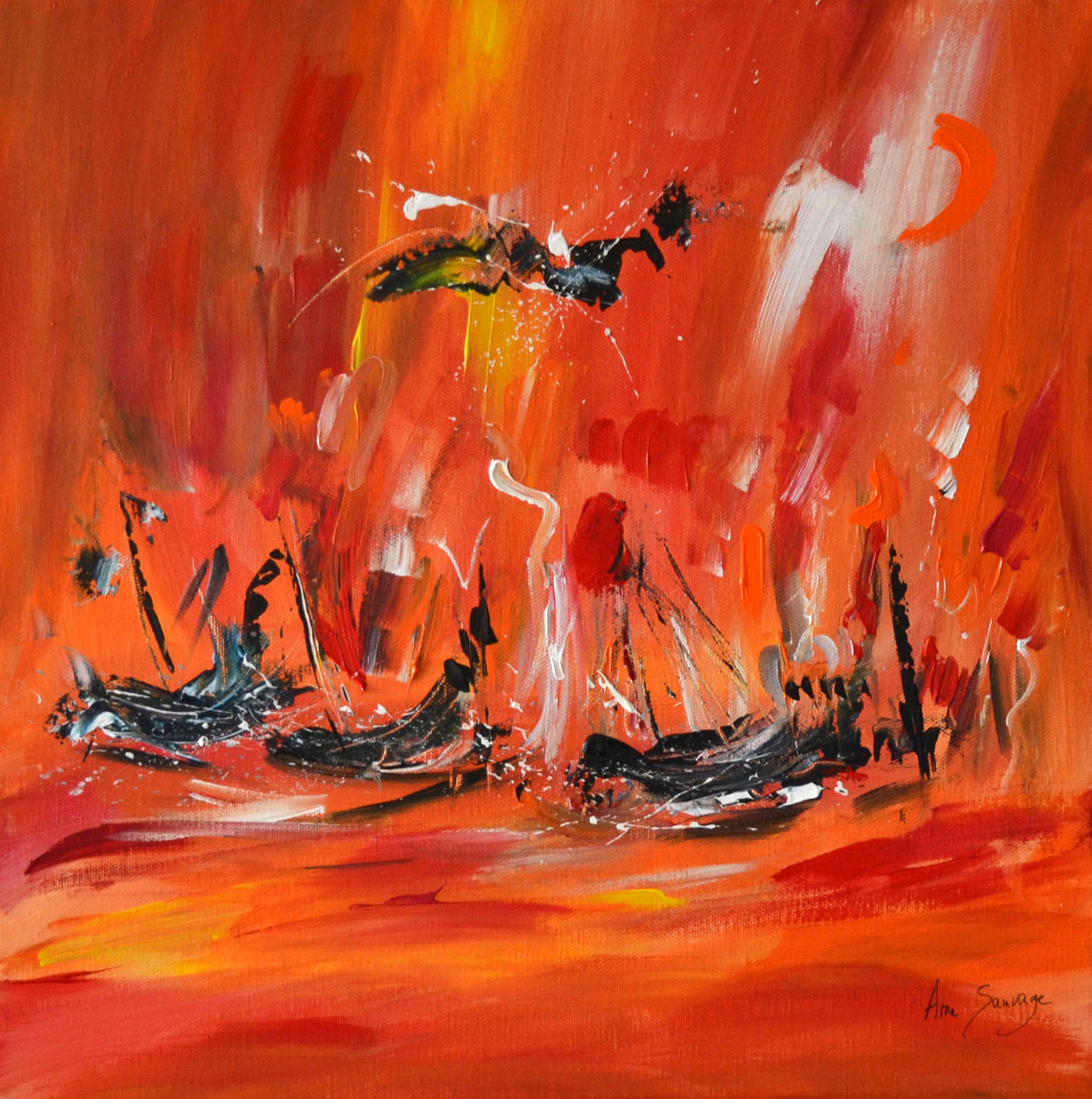 tableau moderne orange