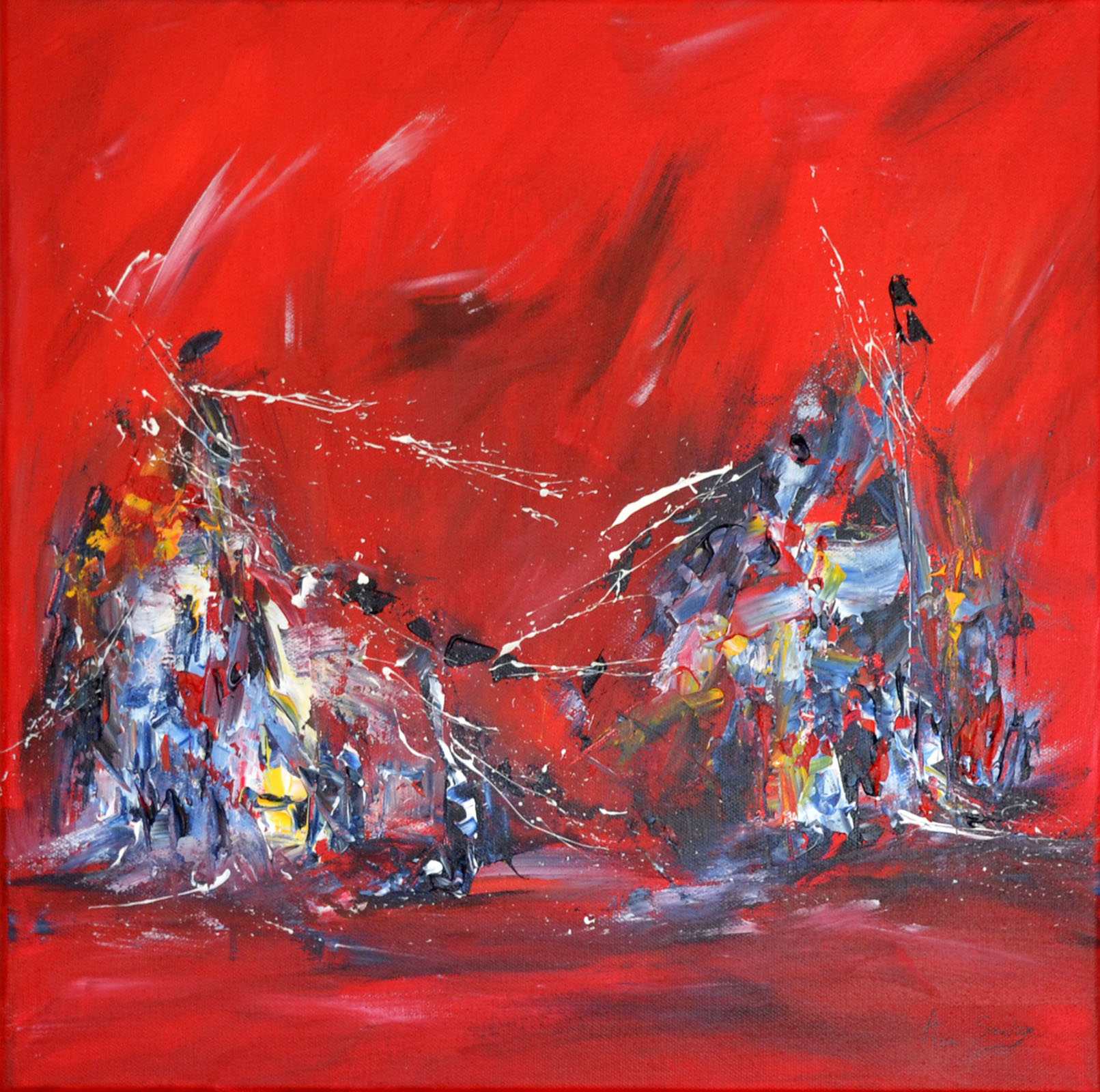 tableau abstrait rouge
