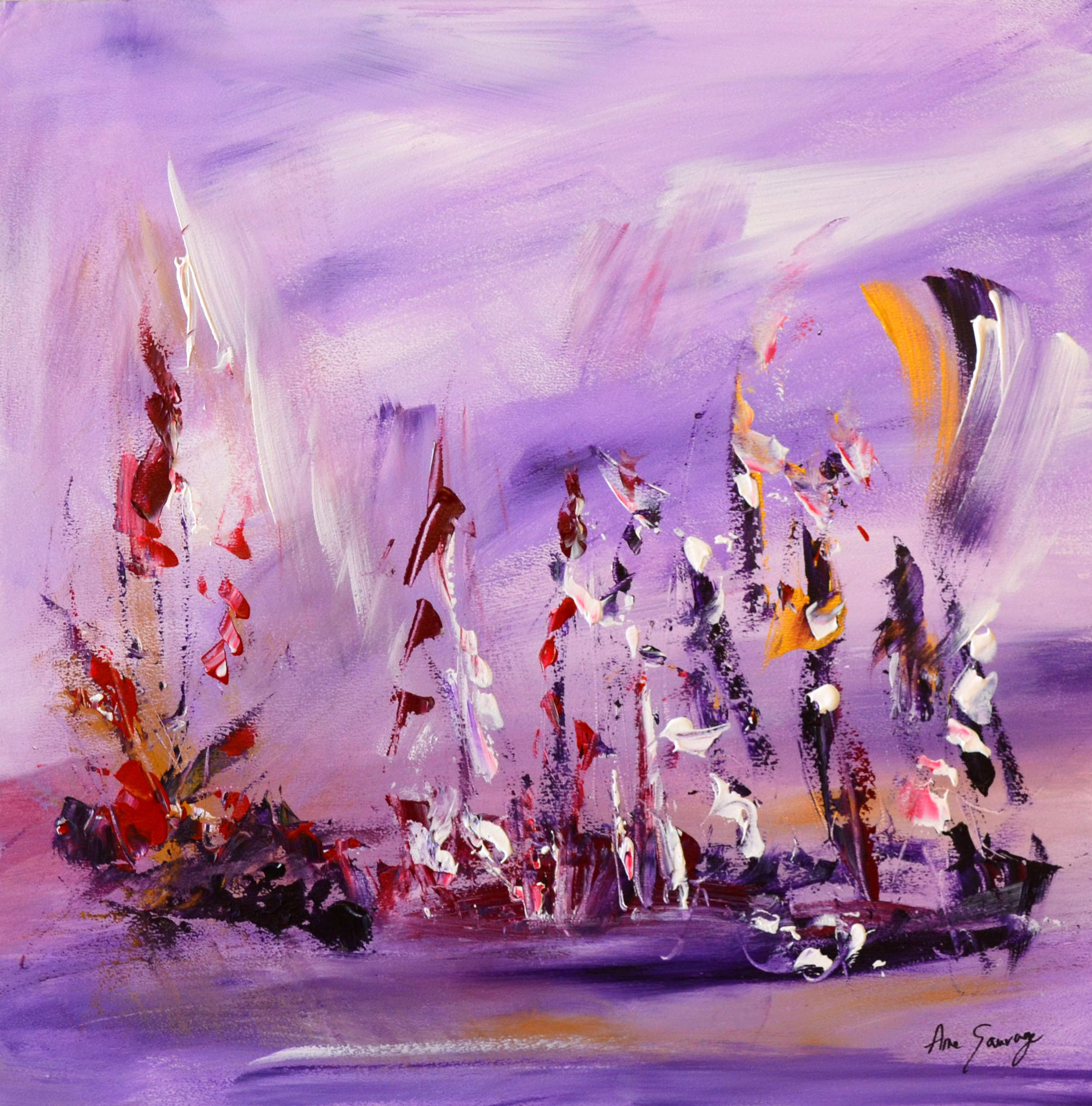 tableau abstrait violet mauve