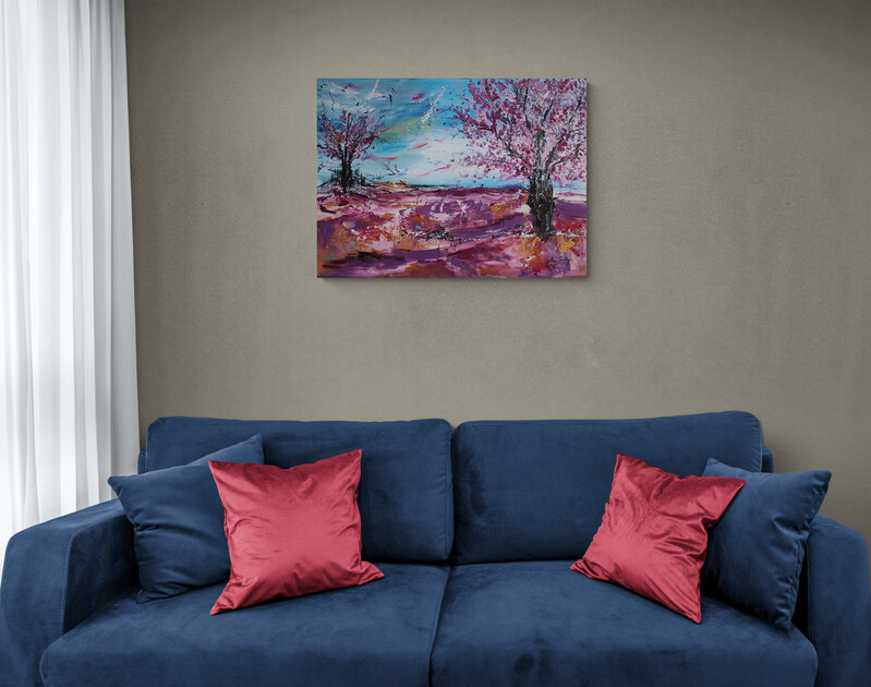tableau arbre cerisiers en fleurs