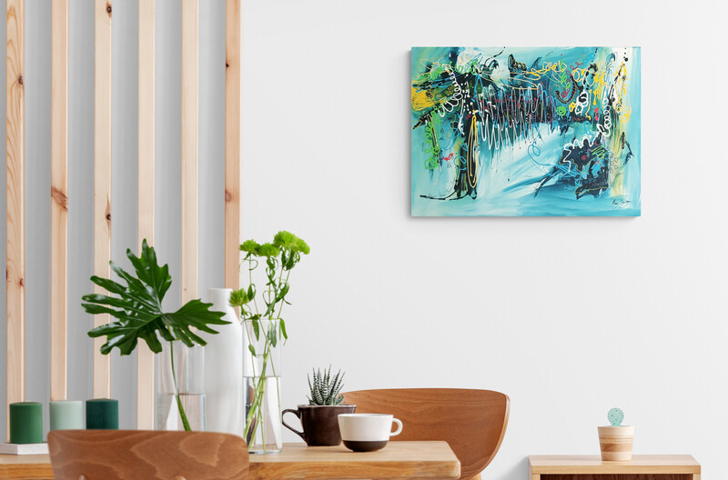 tableau bleu abstrait moderne