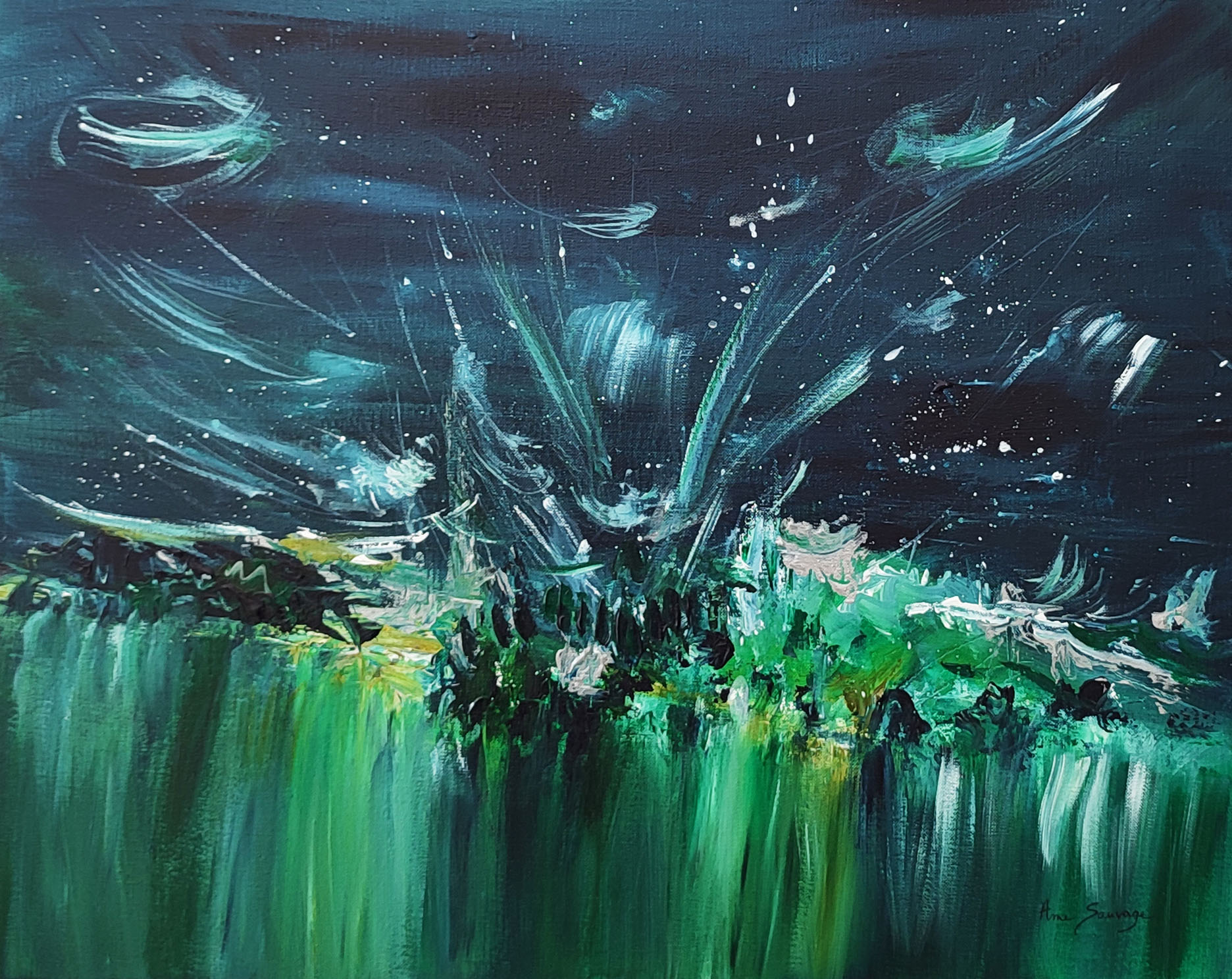 tableau-bleu-vert-etoiles